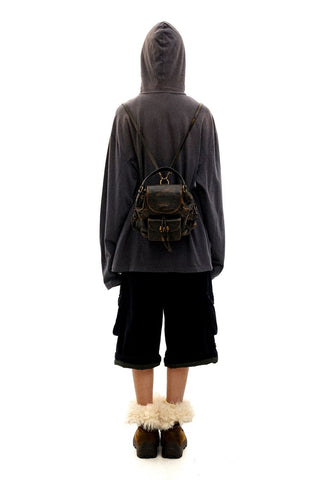 [Moromoro2] Striped Henry Collar Hooded Long Sleeve  Tee