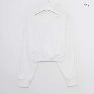Off-shoulder cropped sweatshirt