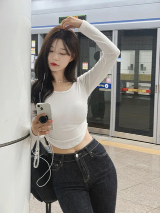 Slim Shirred Cropped T-Shirt (8 colors)