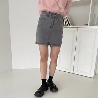 H-line denim mini skirt