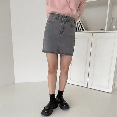 H-line denim mini skirt