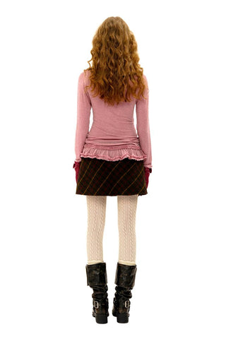 [Moromoro2] Off-Shoulder Ruffle Hem Long Sleeve  Top