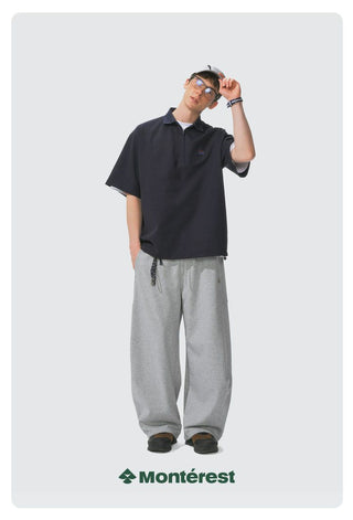[Monterest] Logo Embroidered Wide Leg Sweatpants
