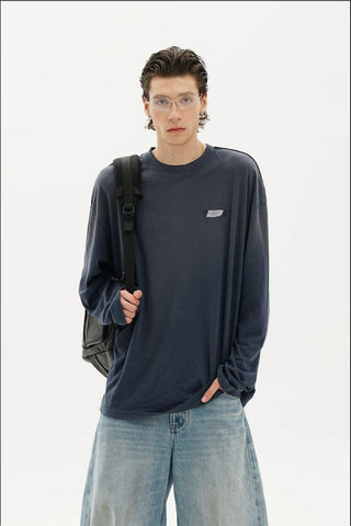 [MASONPRINCE] Double Layer Collar Long Sleeve Tee