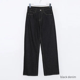 Straight-leg deep denim pants