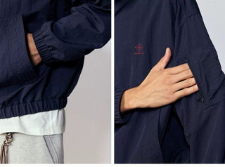 [Monterest] Water-Resistant Contrast Collar Zip Jacket