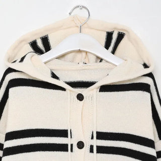 Striped Hooded Cardigan