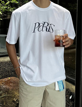 PARIS Simple Printed Short Sleeve T-shirt (Cool Fabric)
