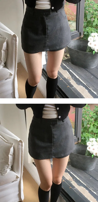 Striped Mini Skirt Pants - 2 colors