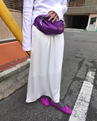 Suede ribbon flat shoes