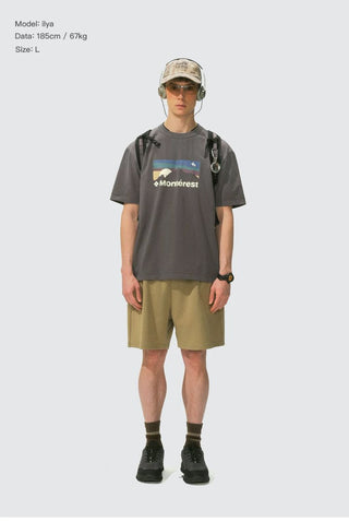 [Monterest] Washed Distressed Mountain Print T-Shirt