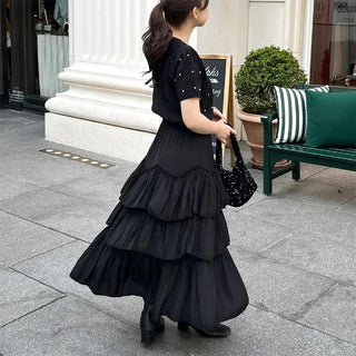 Can-can frill long skirt