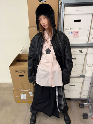 [NeverSeez] Lustrous Cotton Blend Shirt