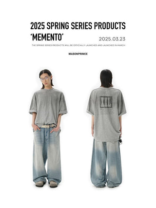 [MASONPRINCE] Distressed Double Collar Oversized Tee