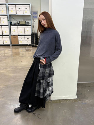 [NeverSeez] High-neck Color-block Knit Sweater