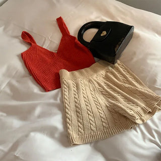Cable knit shorts