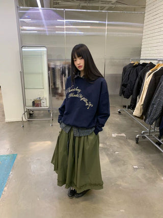 [NEVERSEEZ] Asymmetric Pocket A-Line Pleated Skirt