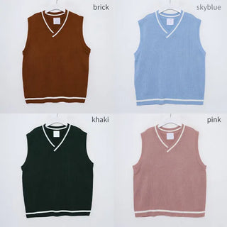 V-neck knit vest
