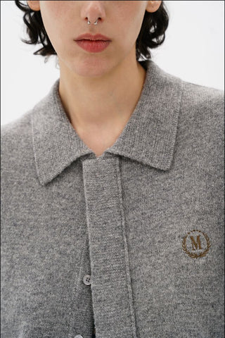 [MASONPRINCE] Layered Polo Collar Wool Blend Knit Cardigan