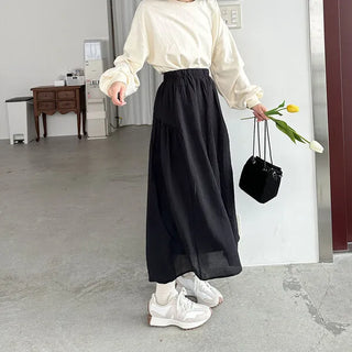 Shirred long skirt