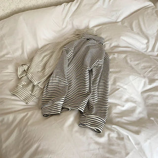 Striped turtleneck sweatshirt