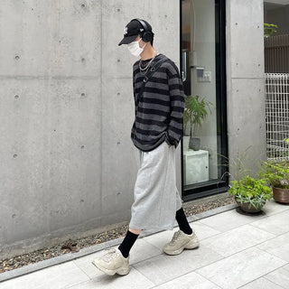 (Unisex) Striped Knit Long T-Shirt