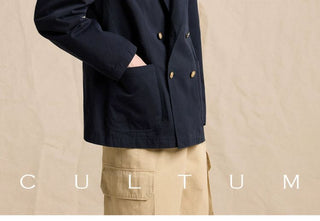 [CULTUM] Cotton Twill Double-Breasted Blazer