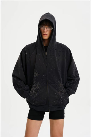 [MASONPRINCE] Firework Rhinestone Hoodie Set