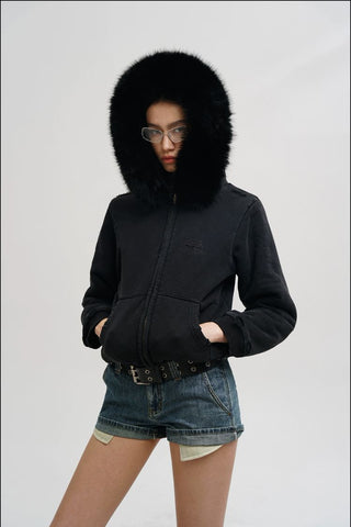 [MASONPRINCE] Fur Collar Fleece Hooded Jacket