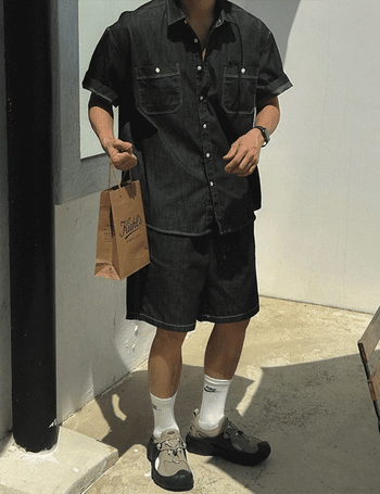 Frank Raw Denim Shirt Set (Long & Short)