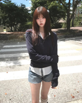 button v-neck knit (2color)