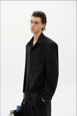 [MASONPRINCE] Wool Blend Oversized Blazer & Wide Pants Set