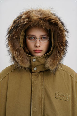 [MASONPRINCE] Fur-Collar Padded Parka Jacket