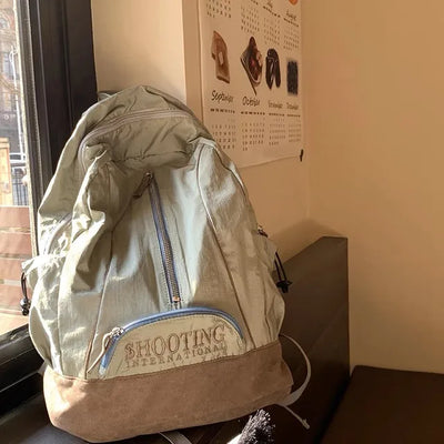 Shooting Embroidered String Pocket Nylon Backpack