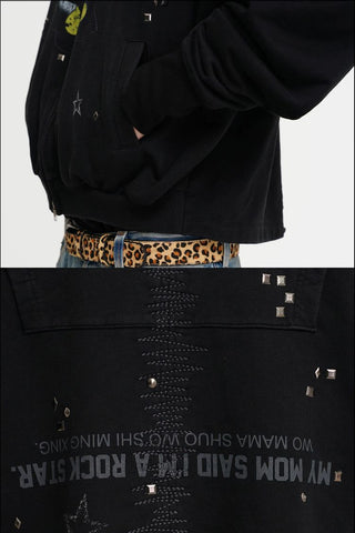 [MASONPRINCE] Bear Print Zip-Up Hooded Cardigan