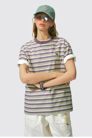 [Monterest] Waffle Knit Striped Logo T-Shirt