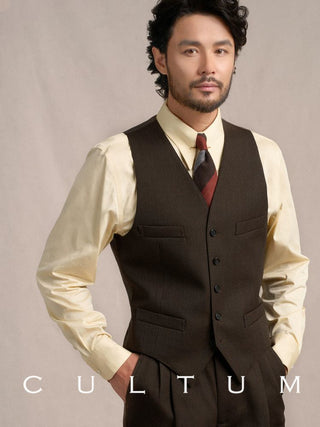 [CULTUM] 1930s Wool Blend Twill 4-Pocket Vest