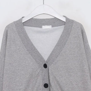 Button-up semi-cropped sweatshirt cardigan