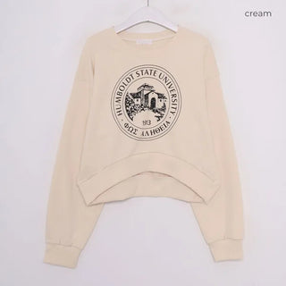 Circle Lettering Crop Sweatshirt