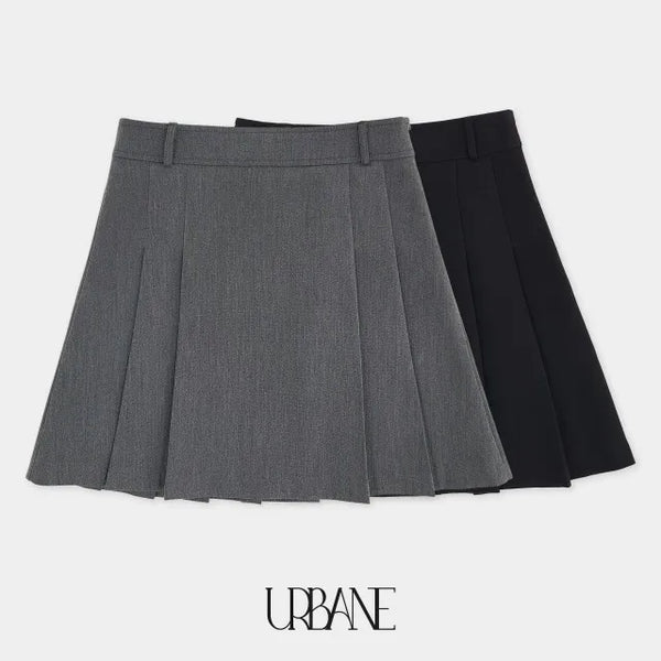 Mitsu Pintuck Pleated A-Line Mini Skirt