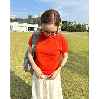 Raglan short-sleeved sweatshirt