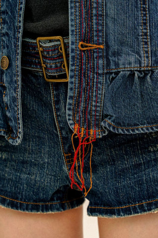 [Moromoro2] Washed Denim Fringe  Collection