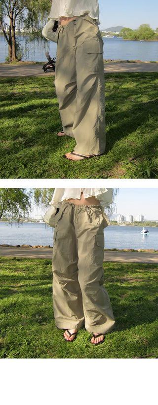 Planner Nuts String Low Nylon Pintuck Pants - 4 Colors