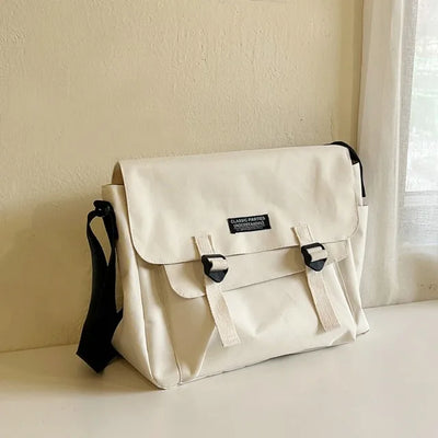 Canvas Classic Zipper Big Cross Messenger Eco Bag (2 colors)