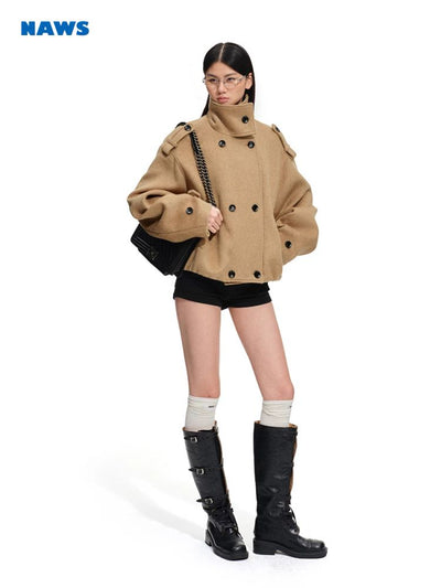 [NOTAWEAR] Wool Blend Oversized Short Coat