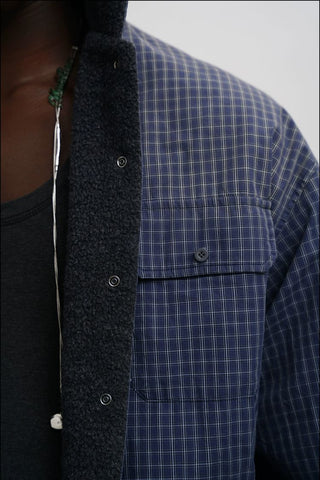[MASONPRINCE] Plaid Wool Fleece Hooded Jacket