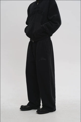 [MASONPRINCE] Washed Logo Applique Zip Hoodie Set