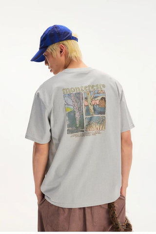 [Monterest] Washed Forest Print Relaxed Fit Tee