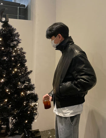Hughes Leather Shearling Padded Jacket (2 colors)