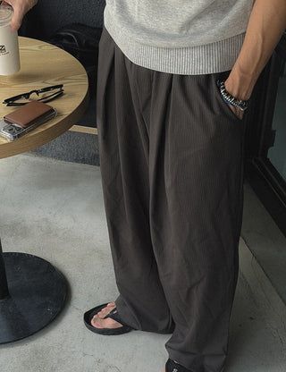 City Summer Striped Elastic Waist Slacks (2 colors)